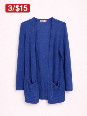 SO Knit Open Front Cardigan Size S Blue